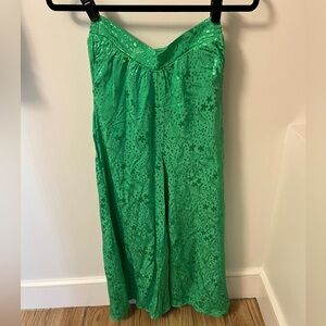 AFRM Green Floral Wide Leg Pants